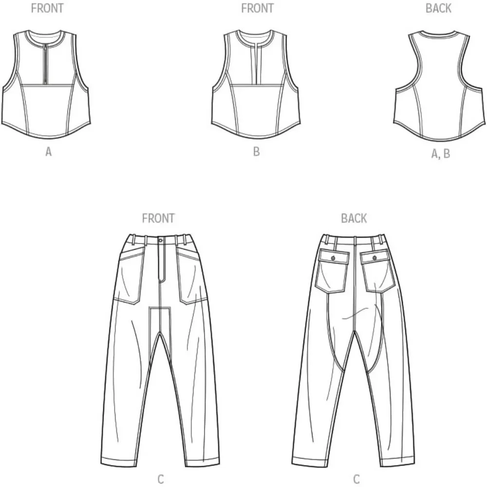 Simplicity S9754 Sewing Pattern Misses 16-26 Multi Tank Top Cargo Pants Uncut
